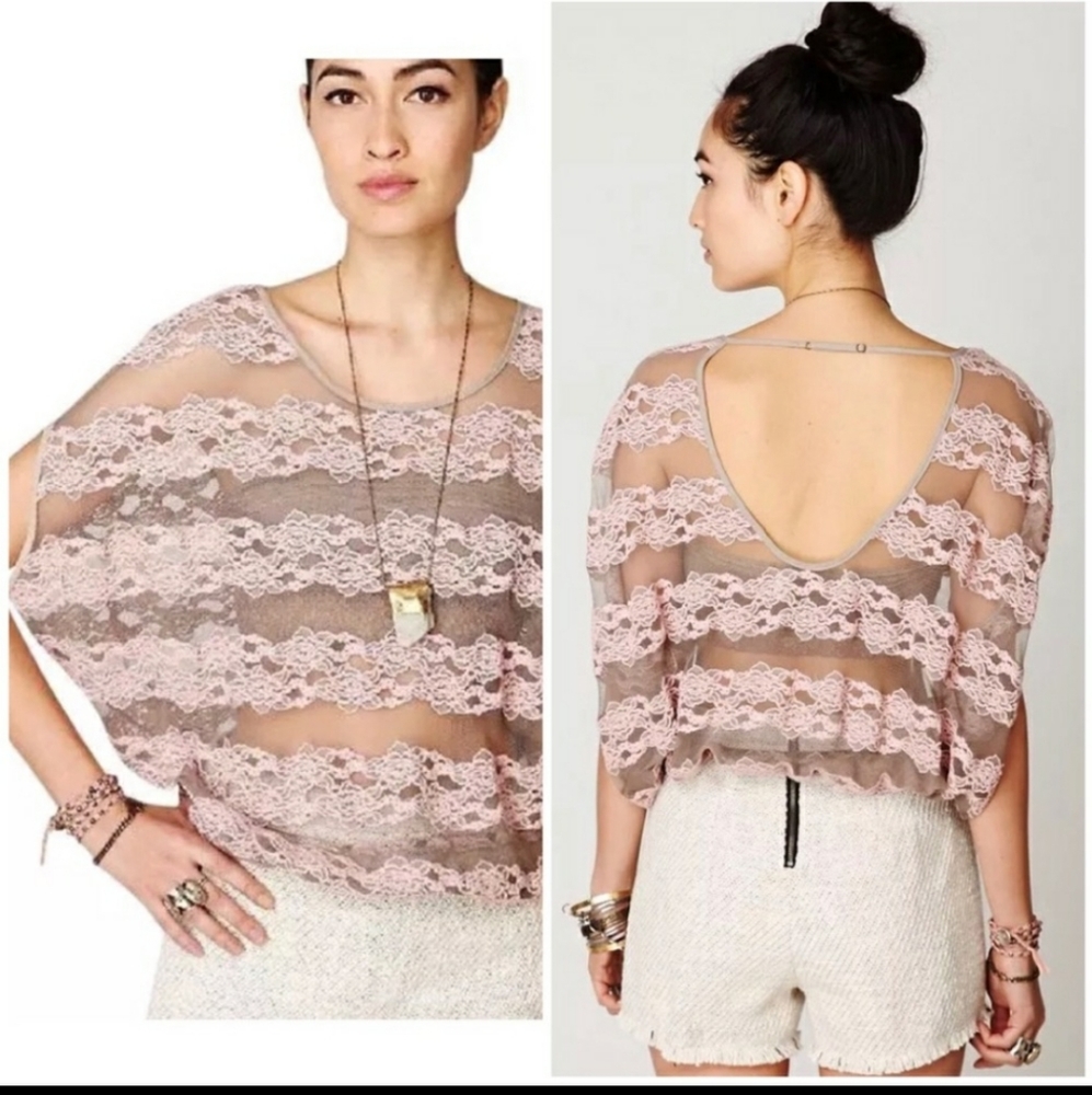Free People County Fair Lace Oversized Top